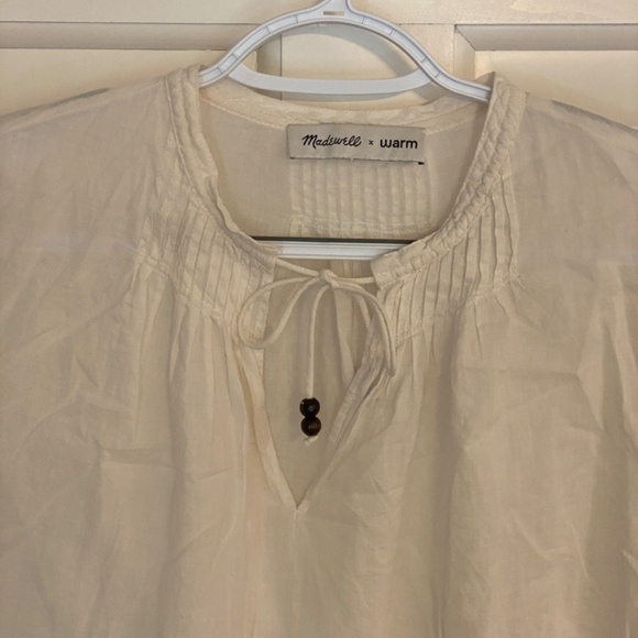 Madewell x Warm Pintuck Tie-Neck Top/White, 33882 - Picture 6 of 14